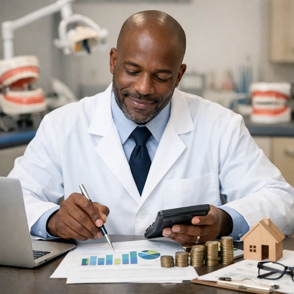 imagem de um professor negro do curso de odontologia fazendo simulao financeira sem colocar nome do curso na imagem-1